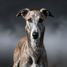 elusive greyhound staring at the camera through mist, high contrast dramatic lighting, hyper detailed, masterpiece, bold, illustration, cgsociety, octane render,