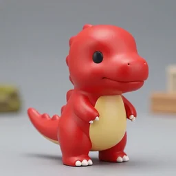 a small, glossy, red blank, cute, chibi dinosaur kaiju japanese sofubi, promo shot