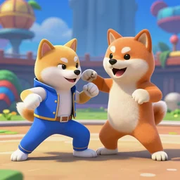 a shib inu fighting in super smash brothers melee, final destination
