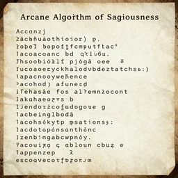 Arcane Algorithm of Sagaciousness coded with esoteric symbols and glyphs style of LUKE BROWN