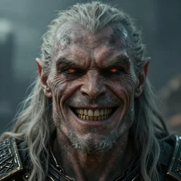 hyperrealistic highly detailed macro portrait of Jötunn smirking sharp concept art wayne barlowe hannah yata cinematic lighting 8k low angle shallow depth of field