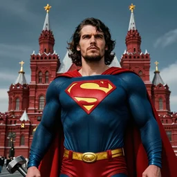 stalin as superman, in the style of the red son, socialist realism, sovietwave aesthetic, hammer and sickle, red square moscow, groundbreaking, award winning, breathtaking, superb, hyper realistic, ultra detailed picture, intricate digital art, trending artstation, 8 k, unreal 5, arnold gpu + octane workflow, volumetric lighting, rich moody colors, fan art, concept art, artgem