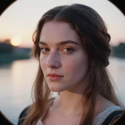 closeup _ plate _ photography _ portrait _ of _ a _ stunningly _ beautiful renaissance english female _ healthy maiden face _ in _ soft _ dreamy _ light _ at _ sunset _ beside _ the _ river _ soft _ focus, annie leibovitz, hasselblad, nikon, steve mccurry, david lazar, jimmy nelsson