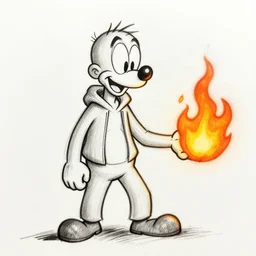 grunge cartoon sketch of a human mixed with a flame by - michael karcz, loony toons style, horror theme, detailed, elegant, intricate
