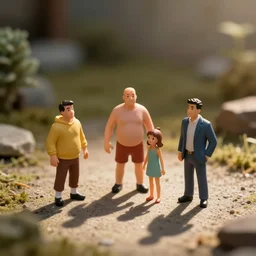 miniature figurines of the jetsons, tilt shift, product photography