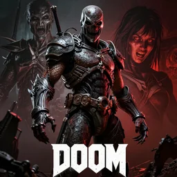 beautiful cinematic horror poster, hybrid from Doom and art direction by Drew Struzan ;by artgerm; wayne reynolds art station; cinematic quality character render; low angle; ultra high quality model; production quality cinema model;