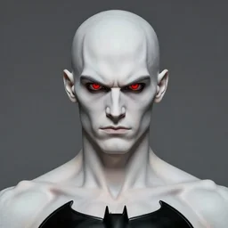 character portrait of a slim bodybuilder old angry batman, piercing bright red eyes, and pale skin, fantasy, intricate, elegant, symmetrical face, highly detailed, digital painting, artstation, concept art, smooth, sharp focus, illustration, art by artgerm and greg rutkowski and alphonse mucha, mark brookes, jim burns, tom bagshaw, trending on artstation