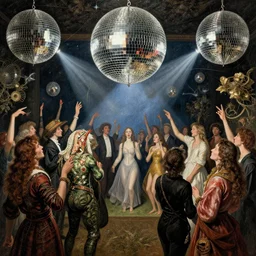 disco party by hieronymous bosch ,detailed_digital_art_trending_on_Artstation