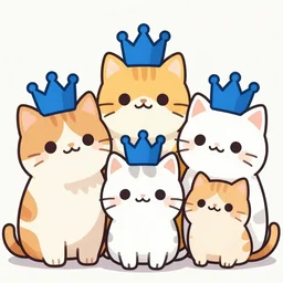 cute cat family wearing blue crowns , digital art , trending on artstation , 4k , HD