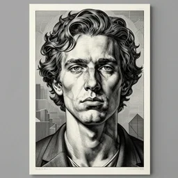dry needle print polish poster conceptual figurative post - morden monumental portrait made by escher, highly conceptual figurative art, intricate detailed illustration, controversial poster art, polish poster art