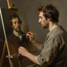 a man painting a picture of a man painting a picture of himself by emile friant