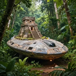 ancient precolumbian spaceship found in the jungle,