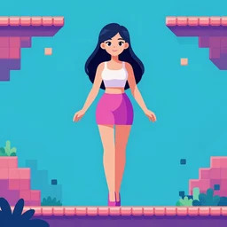 retro platformer video game character by hannah yata, elegant female emerging from vibrant vector and 3 d graffiti, leaves and vines, artstation, concept art, ambient occlusion, vray render,