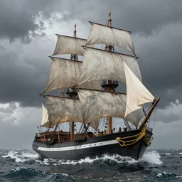 a tall ship sailing vessel in stormy windy seas, in the style of, george philip reinagle, hypermaximalistic, high details, cinematic, 8 k resolution, beautiful detailed, insanely detailed, trending in artstation, octane render, unreal engine