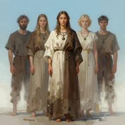 female slavic healer by atey ghailan, by greg rutkowski, by simon stalenhag, by greg tocchini, by james gilleard, by joe fenton, by kaethe butcher dynamic lighting, gradient light blue, brown, blonde cream and white color scheme, grunge aesthetic