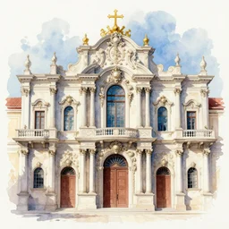 an extremely beautiful architectural watercolor masterpiece, baroque, by rez,