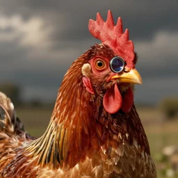 a chicken butler with a fancy mustache and a monocle, highly detail, digital art, accurate anatomy,
