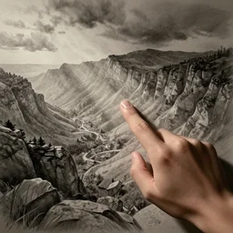a hand pointing a finger, drawing reference, pencil sketch,