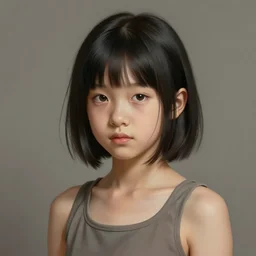 portrait of a girl by greg rutkowski, she is about 2 0 years old, mixture between russian and japanese, prettt, black bob hair with two strands around her face, wearing a tank top, highly detailed portrait, digital painting, artstation, concept art, smooth, sharp foccus ilustration, artstation hq