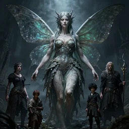 A portrait of a monstrous  female fairy by Greg Rutkowski, Sung Choi, Mitchell Mohrhauser, Maciej Kuciara, Johnson Ting, Maxim Verehin, Peter Konig, Bloodborne, 8k photorealistic, cinematic lighting, HD, high details, dramatic, dark atmosphere, trending on artstation