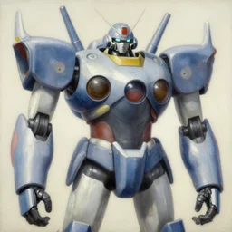 an intricate oil painting of a giant anime robot with rounded and circular parts by rembrandt