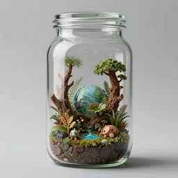 big glass jar with biosphere inside, made by James Gurney