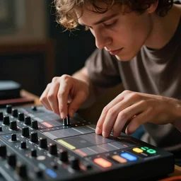 a carrot person making music using mpc