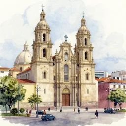 watercolor painting of santiago de chile, 1 8 8 0