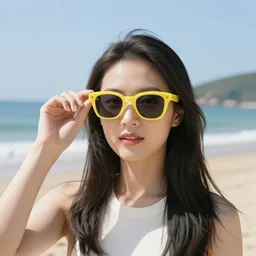 lemon wearing sunglasses at the beach