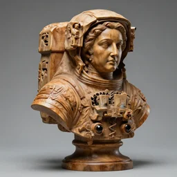 high intricate bust of an astronaut carved from wood in baroque style, studio light, maria panfilova, andrea savchenko, mike kime, ludovic plouffe, qi sheng luo, oliver cook, trending on artstation