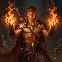 Adam Rodriguez, druid, cleric, flame spell, burning hands, bicpes, muscular, D&D, fantasy, intricate, cinematic lighting, highly detailed, beautiful, digital painting, artstation, masterpiece, concept art, smooth, sharp focus, illustration, art by Artgerm and Greg Rutkowski and Alphonse Mucha and william-Adolphe Bouguereau