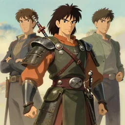 official digital painting artwork of a male warrior character by don bluth, artgerm ross tran and studio ghibli.