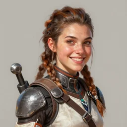 portrait of Aloy from Horizon: Zero Dawn, >>>smiling<<<, highly detailed, digital painting, artstation, concept art, smooth, sharp focus, illustration, art by Artgerm