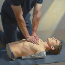 Alex Grey painting of someone performing CPR