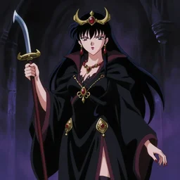 film still from a 2000s anime film depicting a grim reaper goddess, fantasy