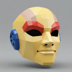 nintendo 6 4 majoras mask realistic wearable mask. polygonal. very colorful.