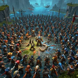 thouands of Murloc or fishermen from WOW battle with Ironman