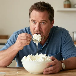 will farrell eating handful of cottage cheese in albuquerque - n 9