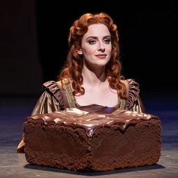 antrophomorphic chocolate brownie as a shakespearian actor, on stage