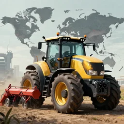 agricultural machinery as a world leader, cyberpunk, machine revolution,, art by alex jay brady, matte painting, trending on artstation