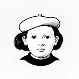floating head in the sky, one line drawing, black and white, magritte