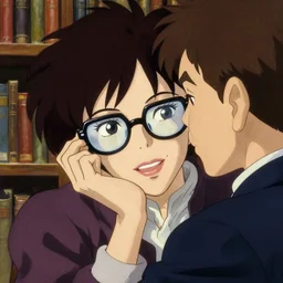 portrait of a stunningly sexy librarian flirting with man, thick glasses, seductive eyes, greg manchess painting by sargent and leyendecker, studio ghibli fantasy close - up shot asymmetrical intricate elegant matte painting illustration, by greg rutkowski by greg tocchini by james gilleard