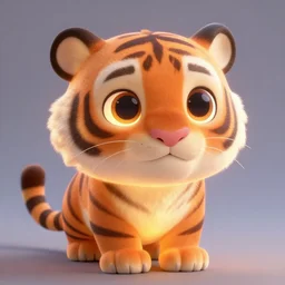 adorable glowing tiger, trending on art station, cute, big eyes, matte painting, concept art, pixar, disney, highly detailed, cinematic composition, unreal engine, sharp focus, realistic