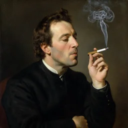 billy joel smoking a cigarrete as a renaissance painting