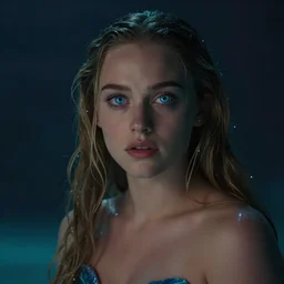 Portrait photo of Daisy Ridley as a mermaid, cinematic lighting, starlit shining eyes