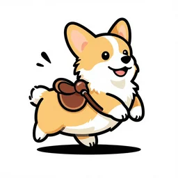 cartoon brand logo corgi with a saddle bucking as in a rodeo