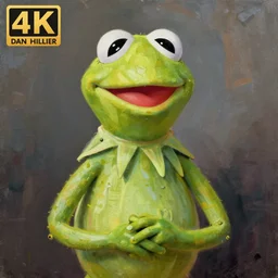 Kermit the Frog goddess painting by Dan Hillier, trending on artstation, artstationHD, artstationHQ, 4k, 8k