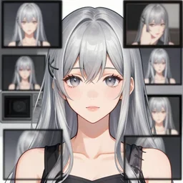 silver hair girl, multicam, portrait ilustration by Krenz Cushart and Shinji Aramaki