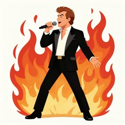 tom jones singing with the rolling stones having a nightmare on elm street chased by a fire