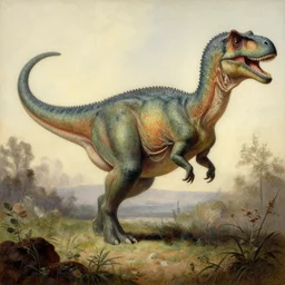 a detailed painting of a dinosaur by charles knight